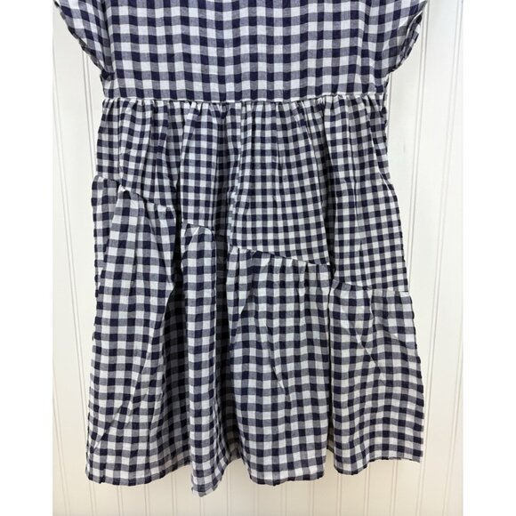 Anthropologie 11 1 TYLHO Navy Blue Gingham Check A-Line Dress Cottagecore XS NWT - Picture 6 of 8